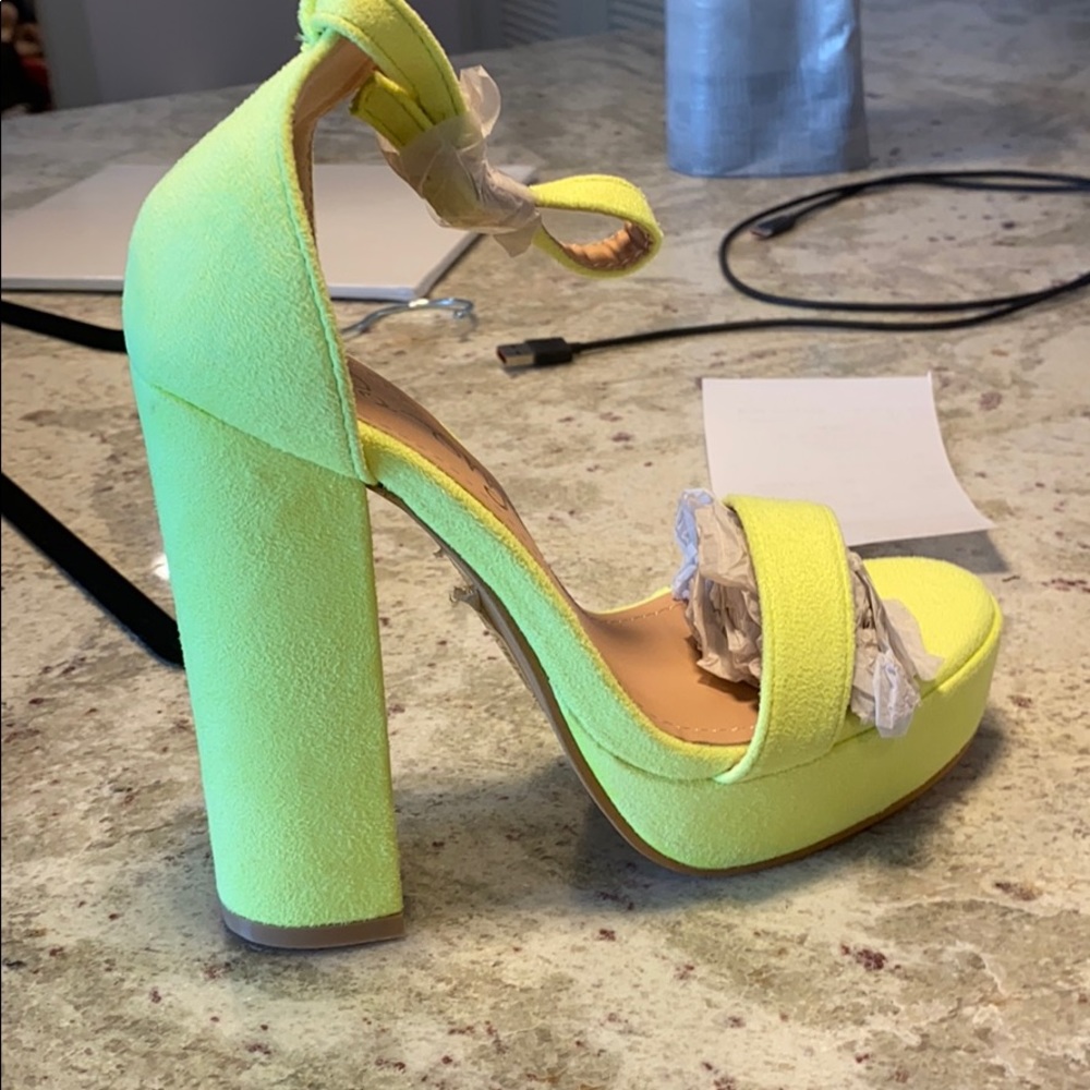 Neon yellow platform heel